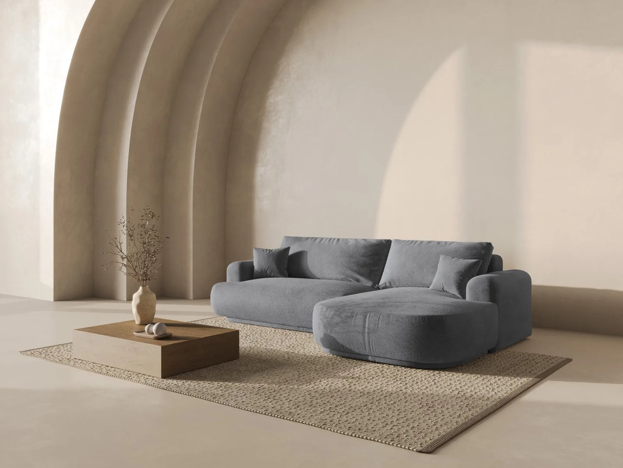 Ella 4-Sitzer Ecksofa Rechts mit Schlaffunktion und Bettkasten Bezug aus Strukturierter Stoff (Sor89) in Grau, 271x174 cm – Bild 8