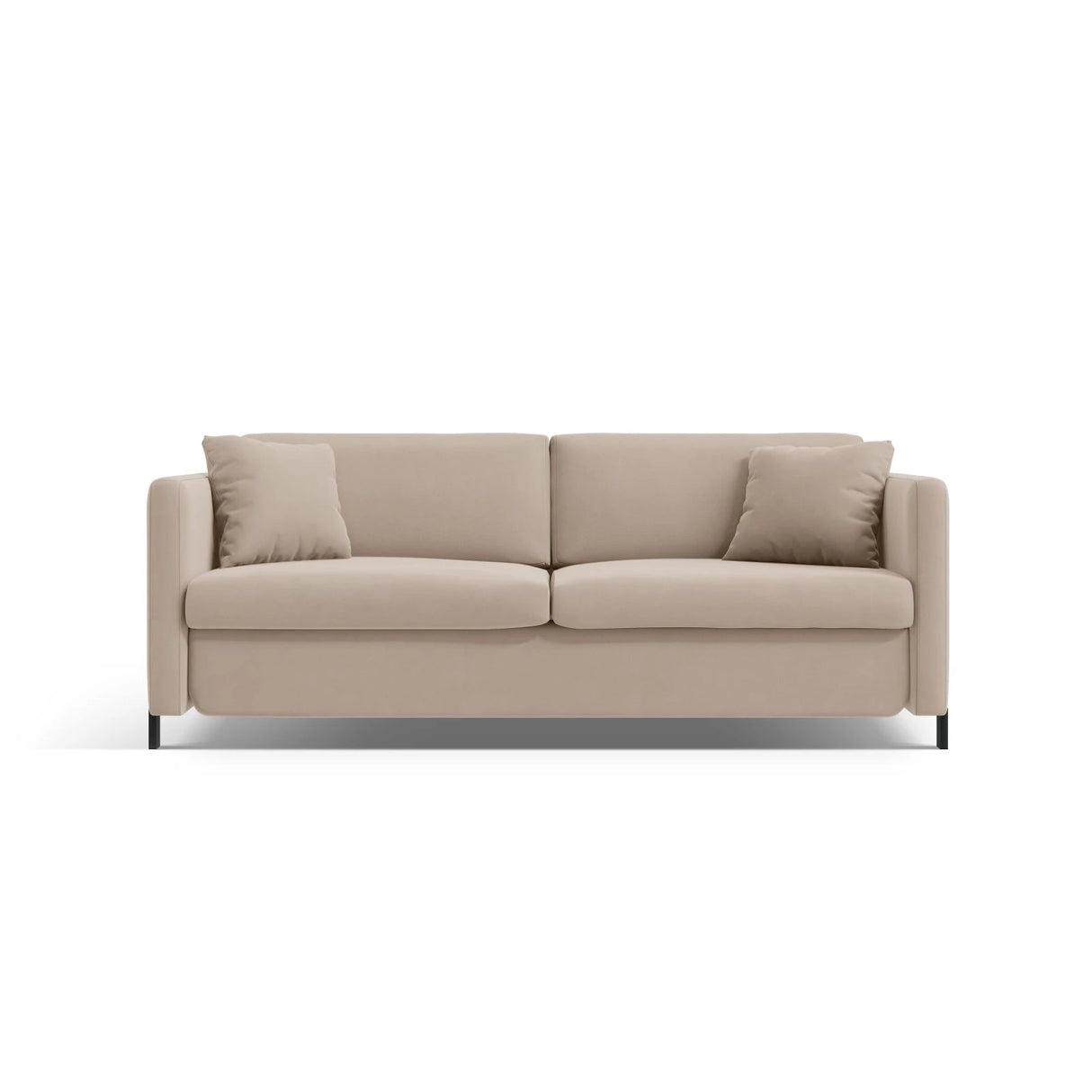 Gloria 3-Sitzer Sofa, ausklappbar, mit Schlaffunktion, mit Bezug aus Samt (Sal1) in Beige, 202x102 cm – Bild 1
