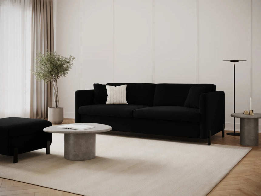 Gloria 3-Sitzer Sofa, ausklappbar, mit Schlaffunktion, mit Bezug aus Samt (Sal19) in Schwarz, 202x102 cm – Bild 2