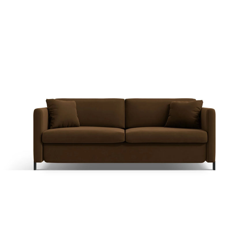 Gloria 3-Sitzer Sofa, ausklappbar, mit Schlaffunktion, mit Bezug aus Samt (Sal4) in Chocolate, 202x102 cm – Bild 1
