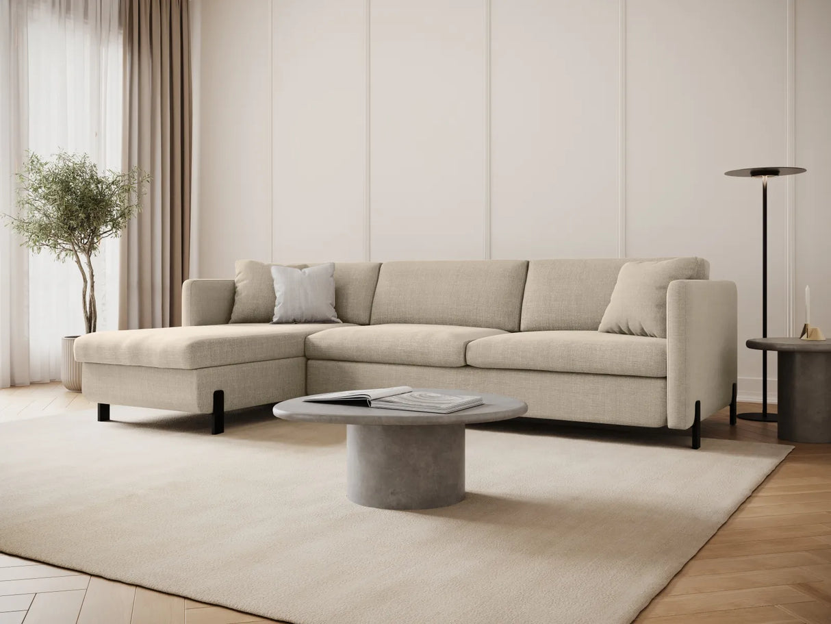 Gloria 4-Sitzer Ecksofa Links, ausklappbar, mit Schlaffunktion, mit Bezug aus Samt oder Strukturstoff, 260x170 cm – Bild 2