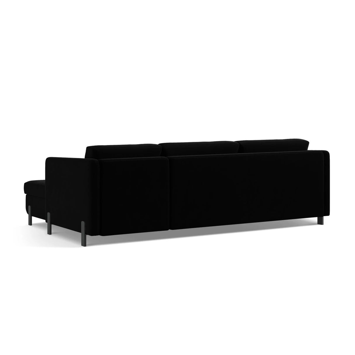 Gloria 4-Sitzer Ecksofa Links, ausklappbar, mit Schlaffunktion, mit Bezug aus Samt (Sal19) in Schwarz, 280x170 cm – Bild 5