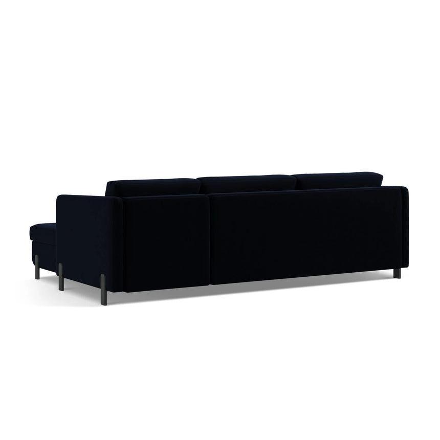Gloria 4-Sitzer Ecksofa Links, ausklappbar, mit Schlaffunktion, mit Bezug aus Samt (Sal5) in Königsblau, 260x170 cm – Bild 5