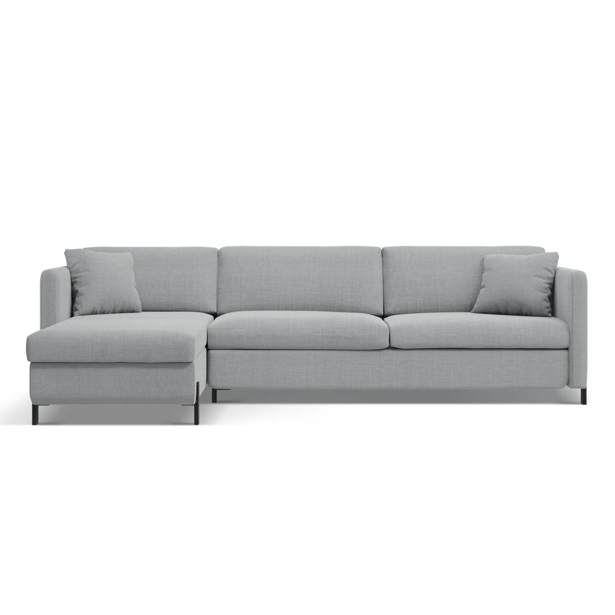 Gloria 4-Sitzer Ecksofa Links, ausklappbar, mit Schlaffunktion, mit Bezug aus Strukturierter Stoff (Bjo06) in Hellgrau, 260x170 cm – Bild 1