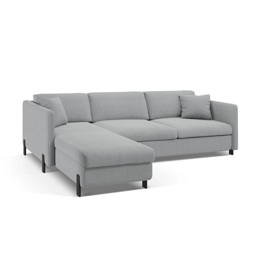 Gloria 4-Sitzer Ecksofa Links, ausklappbar, mit Schlaffunktion, mit Bezug aus Strukturierter Stoff (Bjo06) in Hellgrau, 260x170 cm – Bild 4