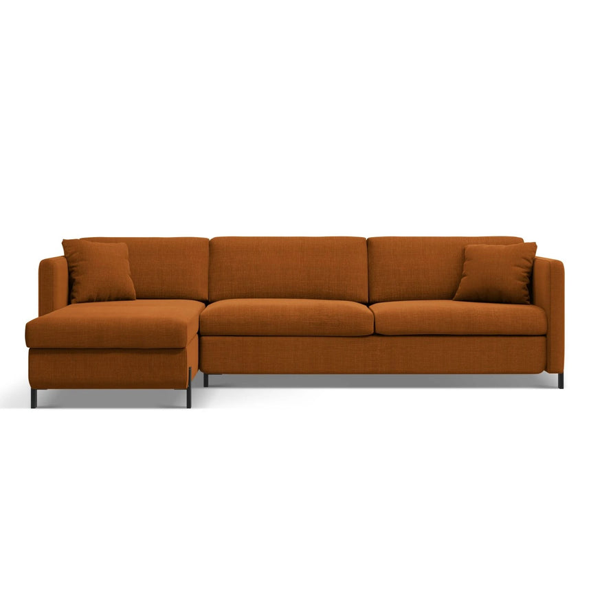 Gloria 4-Sitzer Ecksofa Links, ausklappbar, mit Schlaffunktion, mit Bezug aus Strukturierter Stoff (Bjo42) in Ziegel, 280x170 cm – Bild 1