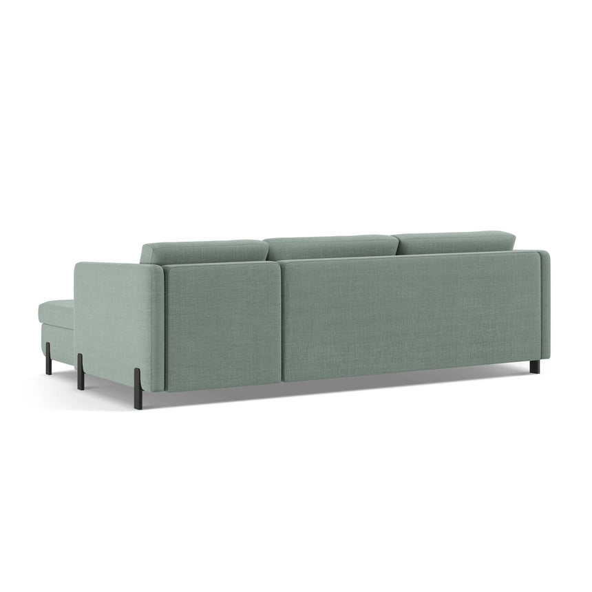 Gloria 4-Sitzer Ecksofa Links, ausklappbar, mit Schlaffunktion, mit Bezug aus Strukturierter Stoff (Bjo71) in Mint, 280x170 cm – Bild 5