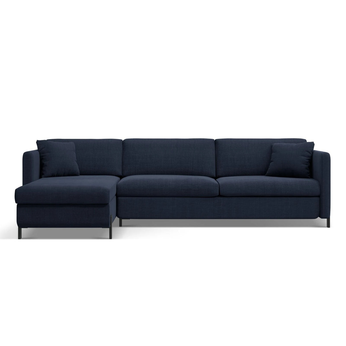 Gloria 4-Sitzer Ecksofa Links, ausklappbar, mit Schlaffunktion, mit Bezug aus Strukturierter Stoff (Bjo86) in Blau, 260x170 cm – Bild 1