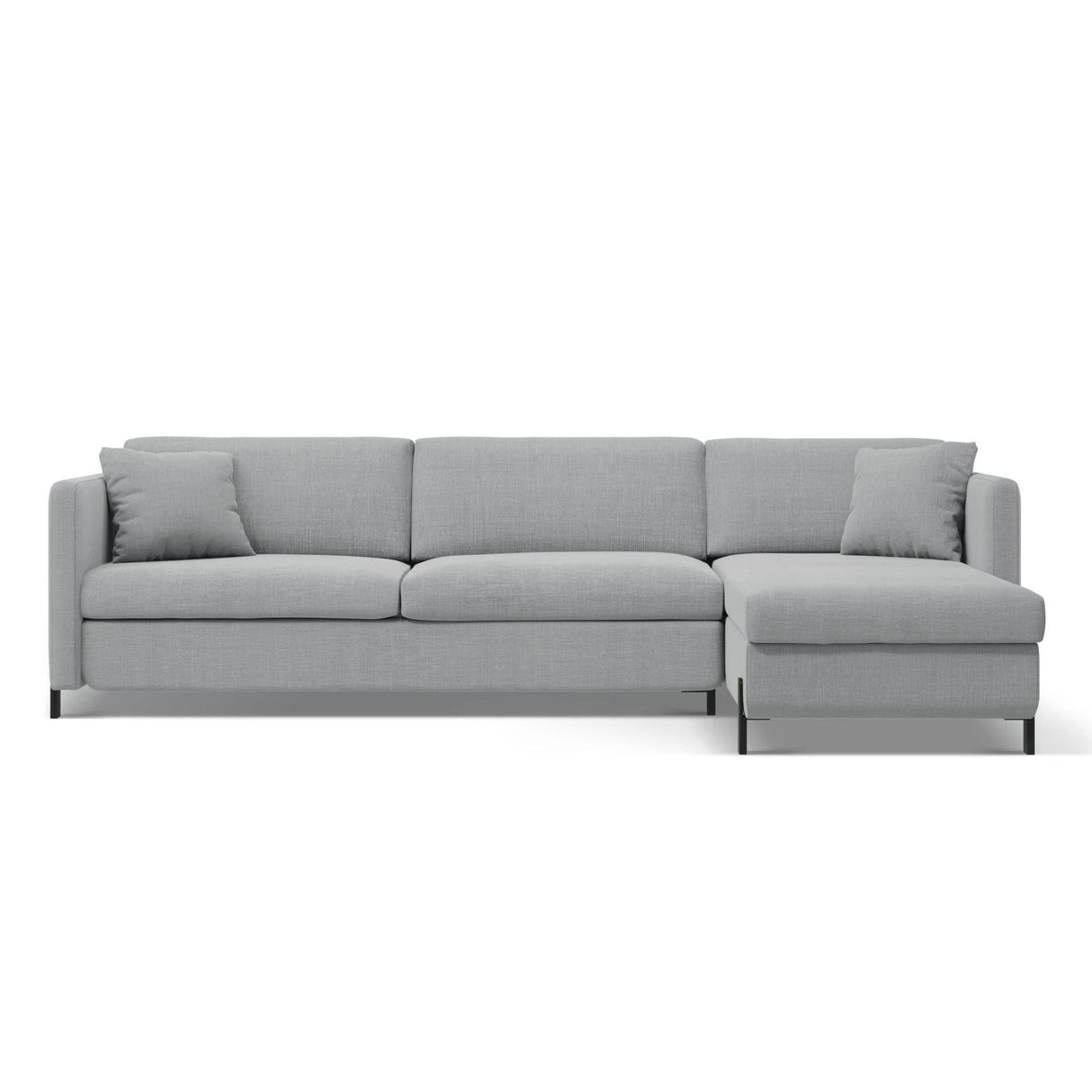 Gloria 4-Sitzer Ecksofa Rechts, ausklappbar, mit Schlaffunktion, mit Bezug aus Strukturierter Stoff (Bjo06) in Hellgrau, 260x170 cm – Bild 1