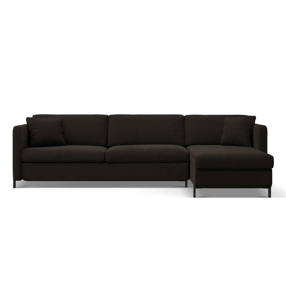 Gloria 4-Sitzer Ecksofa Rechts, ausklappbar, mit Schlaffunktion, mit Bezug aus Strukturierter Stoff (Bjo16) in Dunkelgrau, 260x170 cm – Bild 1