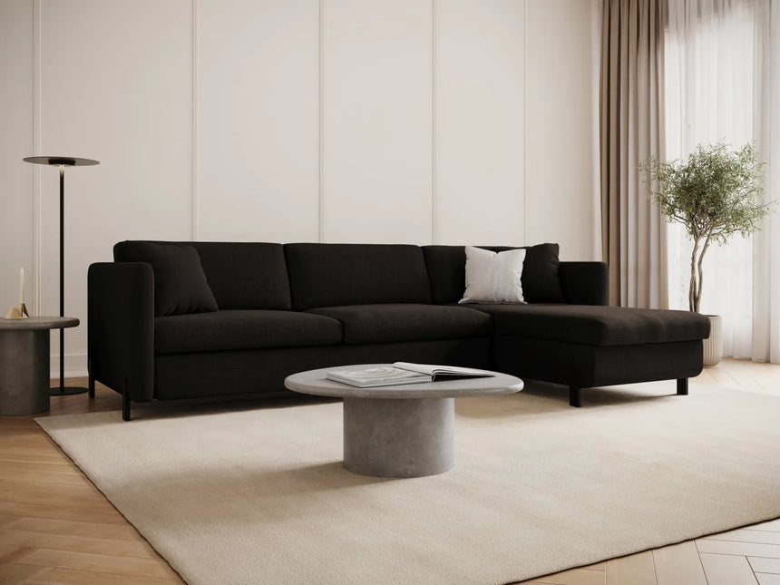 Gloria 4-Sitzer Ecksofa Rechts, ausklappbar, mit Schlaffunktion, mit Bezug aus Strukturierter Stoff (Bjo16) in Dunkelgrau, 280x170 cm – Bild 2