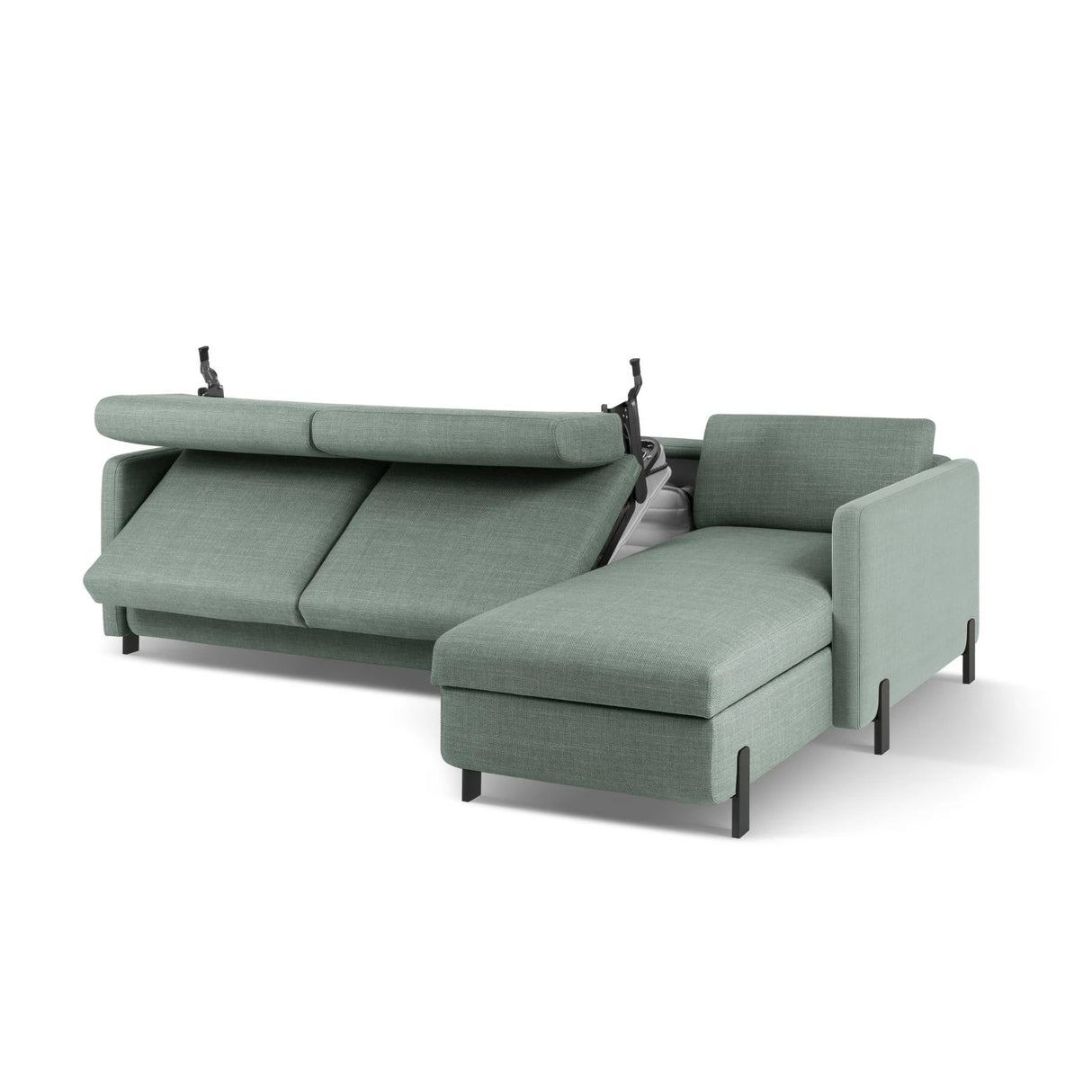 Gloria 4-Sitzer Ecksofa Rechts, ausklappbar, mit Schlaffunktion, mit Bezug aus Strukturierter Stoff (Bjo71) in Mint, 260x170 cm – Bild 7