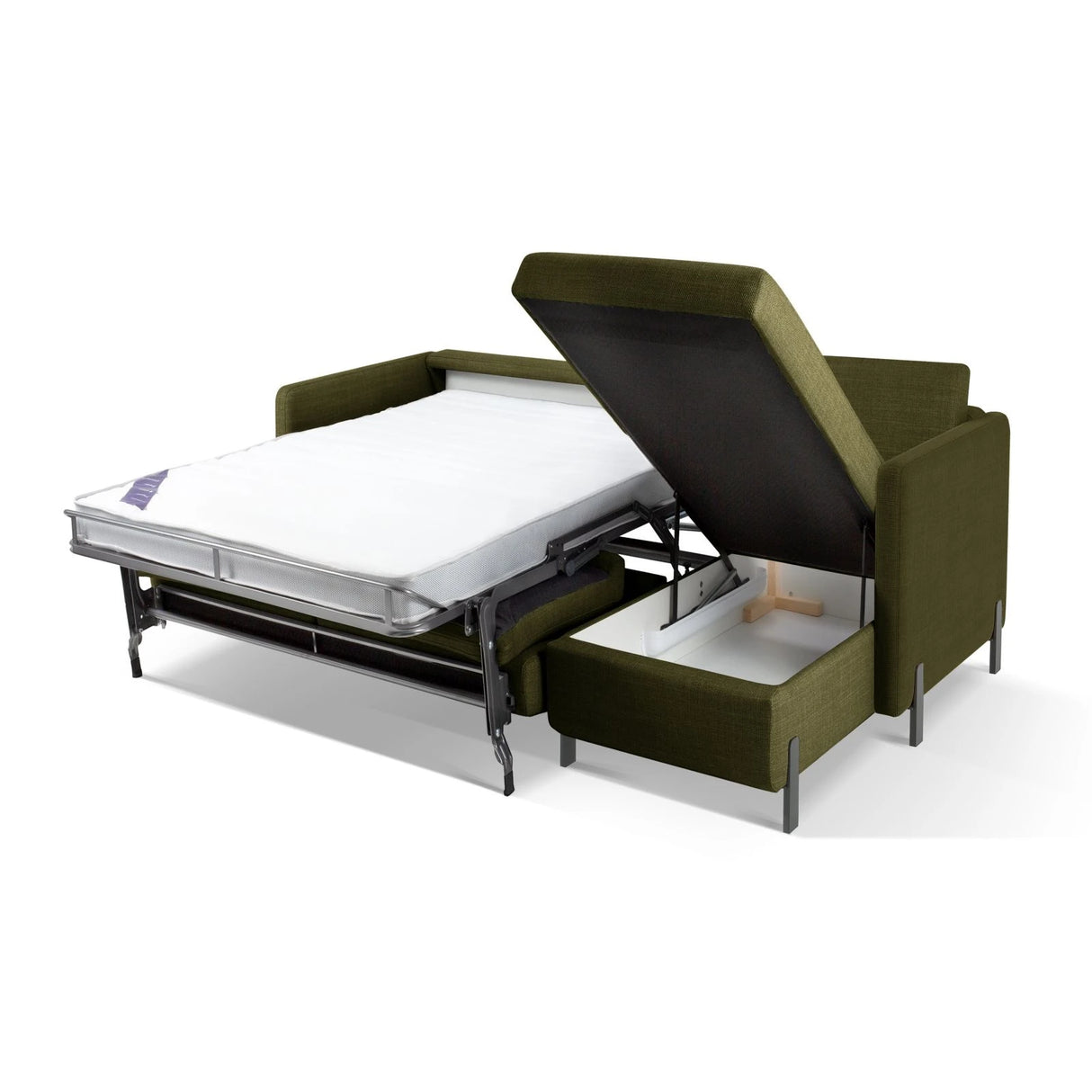 Gloria 4-Sitzer Ecksofa Rechts, ausklappbar, mit Schlaffunktion, mit Bezug aus Strukturierter Stoff (Bjo77) in Grün, 280x170 cm – Bild 7