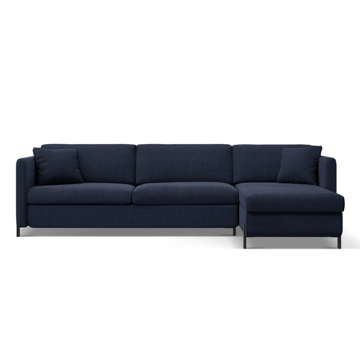 Gloria 4-Sitzer Ecksofa Rechts, ausklappbar, mit Schlaffunktion, mit Bezug aus Strukturierter Stoff (Bjo86) in Blau, 260x170 cm – Bild 1