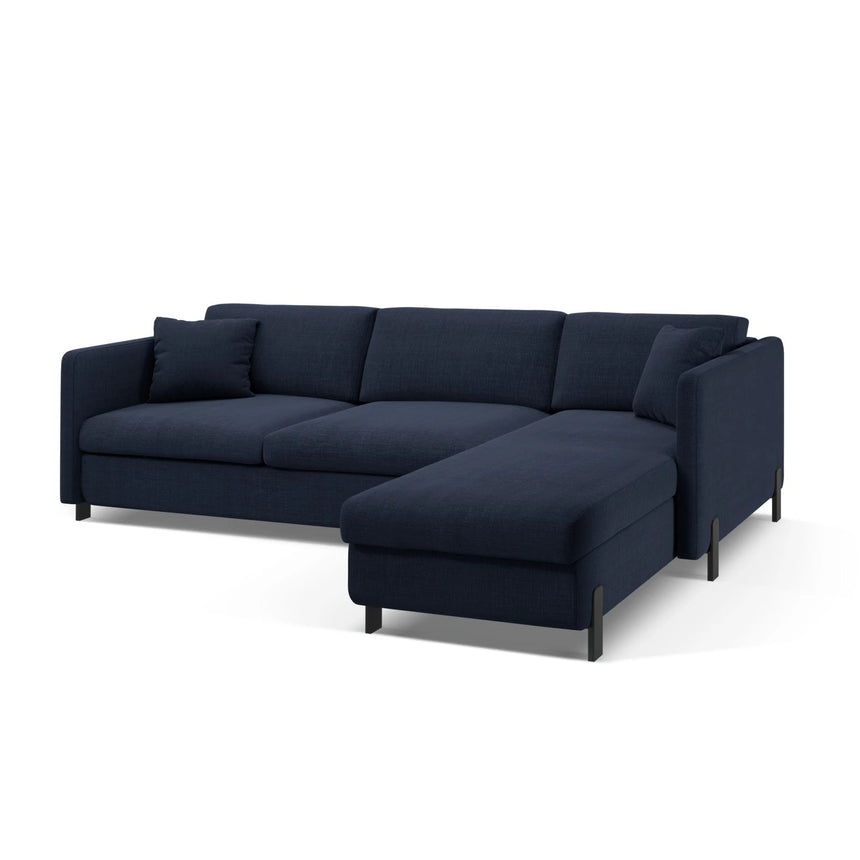 Gloria 4-Sitzer Ecksofa Rechts, ausklappbar, mit Schlaffunktion, mit Bezug aus Strukturierter Stoff (Bjo86) in Blau, 280x170 cm – Bild 4