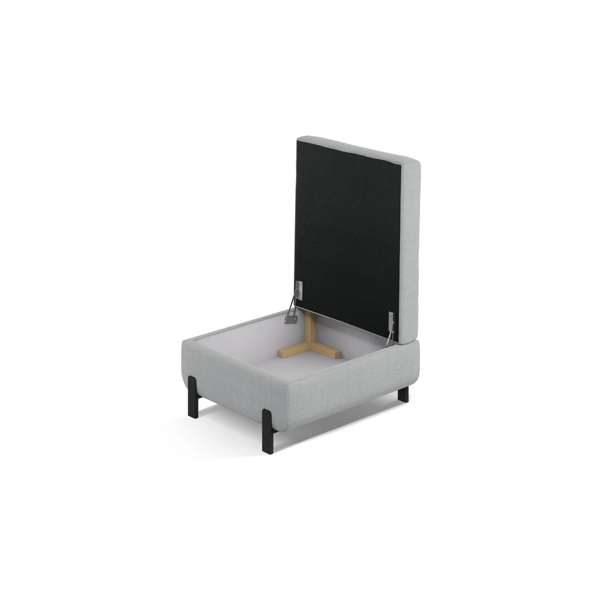 Gloria Pouf mit Bezug aus Strukturierter Stoff (Bjo06) in Hellgrau, 87x72 cm – Bild 3