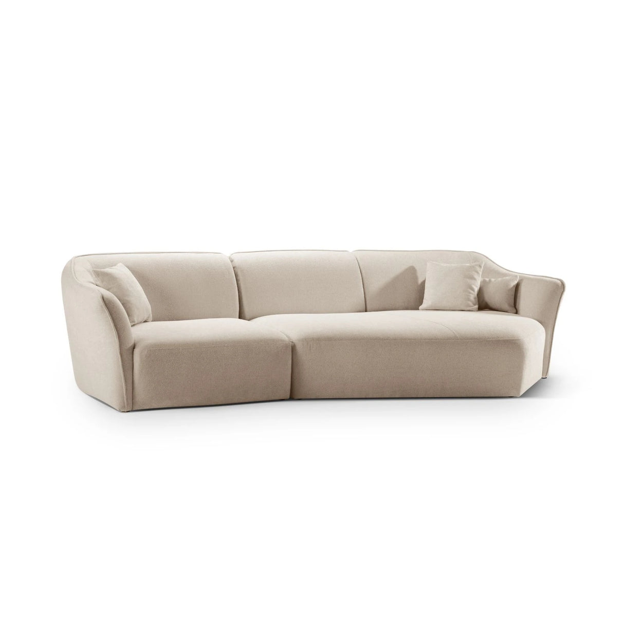 Hailey 5-Sitzer Ecksofa, Rechte Seite, aus Boucle (Sic55) in Leichtes Beige, 292x138 cm – Bild 4