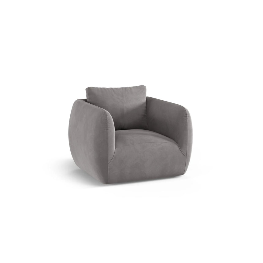 Iga Sessel aus Samt (Casino Ash) in Hellgrau, 95x87 cm – Bild 3