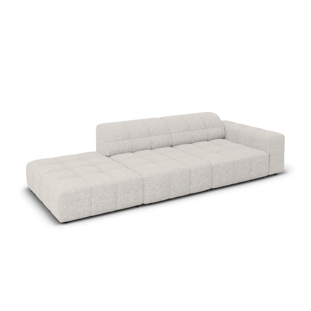 Jennifer 3-Sitzer Ecksofa, Linke Seite offen, mit Bezug aus Chenille (Haga 06) in Hellgrau, 262x102 cm – Bild 4