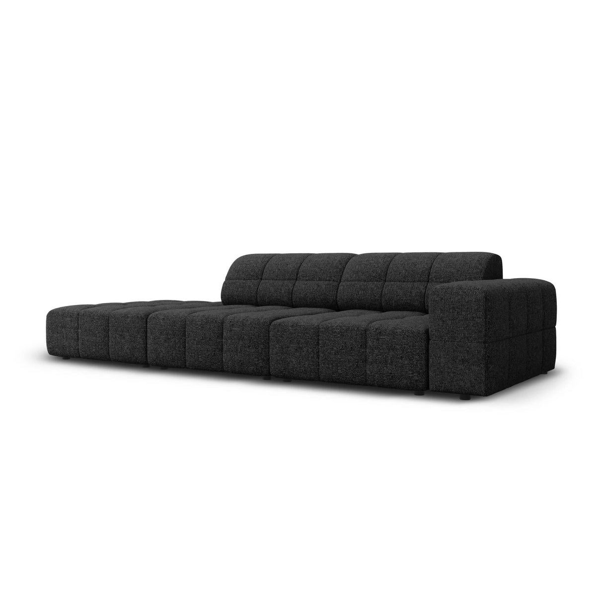 Jennifer 3-Sitzer Ecksofa, Linke Seite offen, mit Bezug aus Chenille (Haga 19) in Schwarz, 262x102 cm – Bild 3