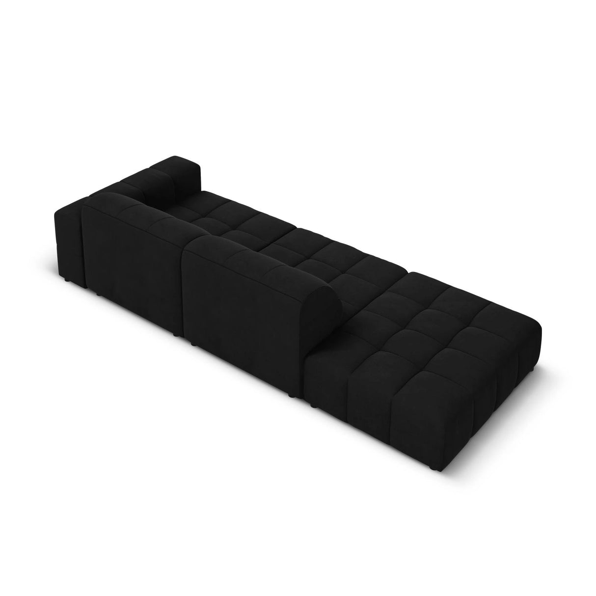 Jennifer 3-Sitzer Ecksofa, Linke Seite offen, mit Bezug aus Samt (Bluvel 19) in Schwarz, 262x102 cm – Bild 5