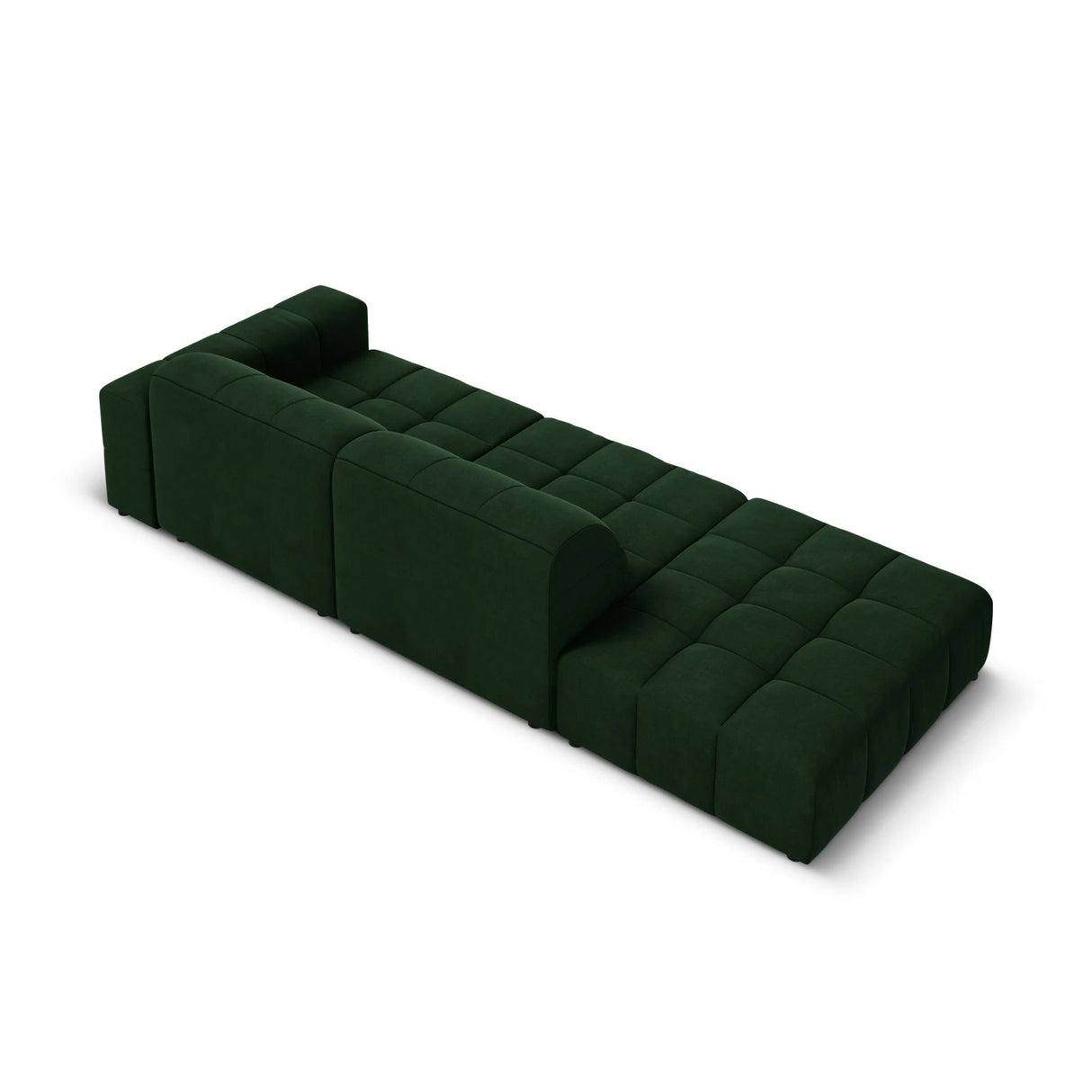 Jennifer 3-Sitzer Ecksofa, Linke Seite offen, mit Bezug aus Samt (Bluvel 78) in Flaschengrün, 262x102 cm – Bild 5