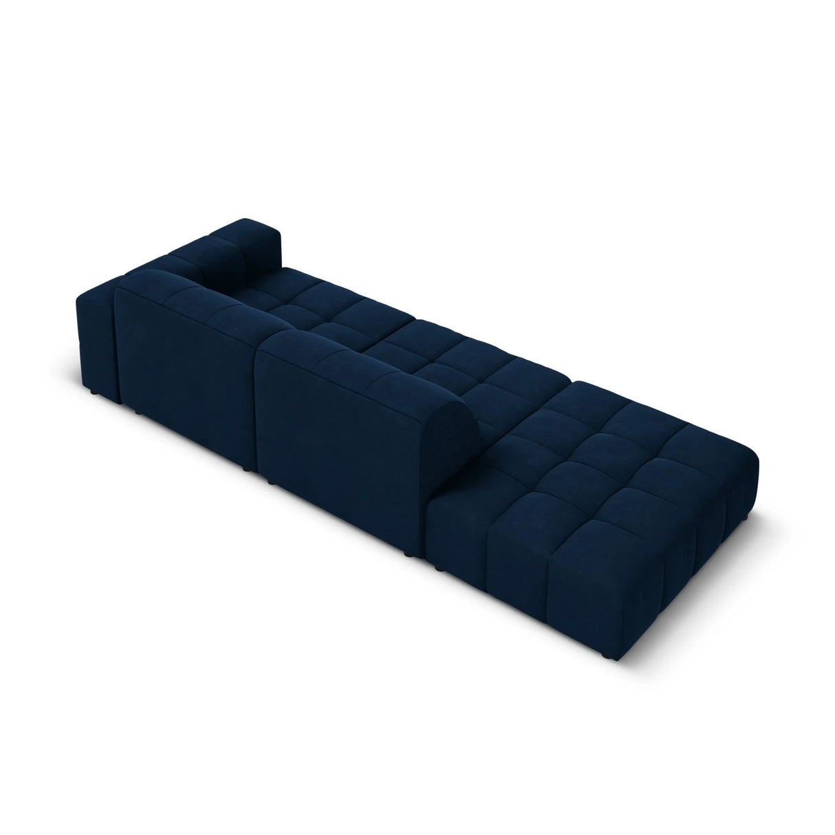 Jennifer 3-Sitzer Ecksofa, Linke Seite offen, mit Bezug aus Samt (Bluvel 86) in Königsblau, 262x102 cm – Bild 5
