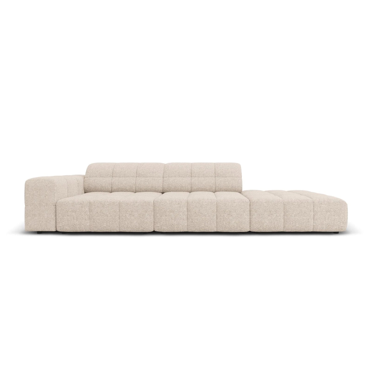 Jennifer 3-Sitzer Ecksofa, Rechte Seite offen, mit Bezug aus Chenille (Haga 30) in Beige, 262x102 cm – Bild 1