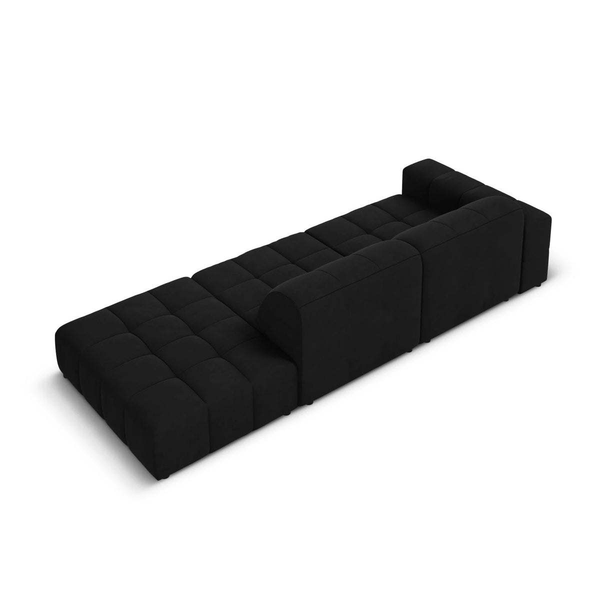 Jennifer 3-Sitzer Ecksofa, Rechte Seite offen, mit Bezug aus Samt (Bluvel 19) in Schwarz, 262x102 cm – Bild 5