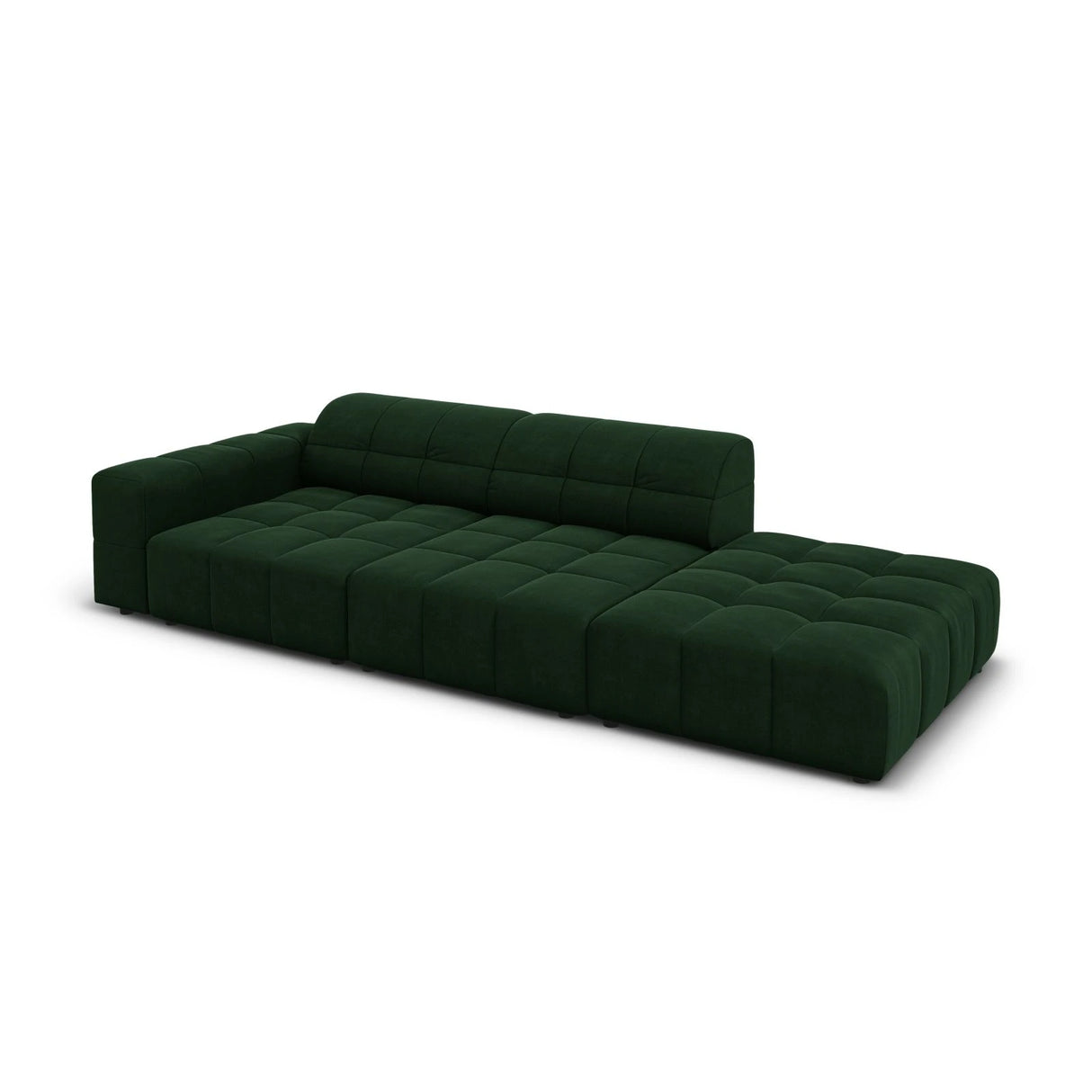 Jennifer 3-Sitzer Ecksofa, Rechte Seite offen, mit Bezug aus Samt (Bluvel 78) in Flaschengrün, 262x102 cm – Bild 4