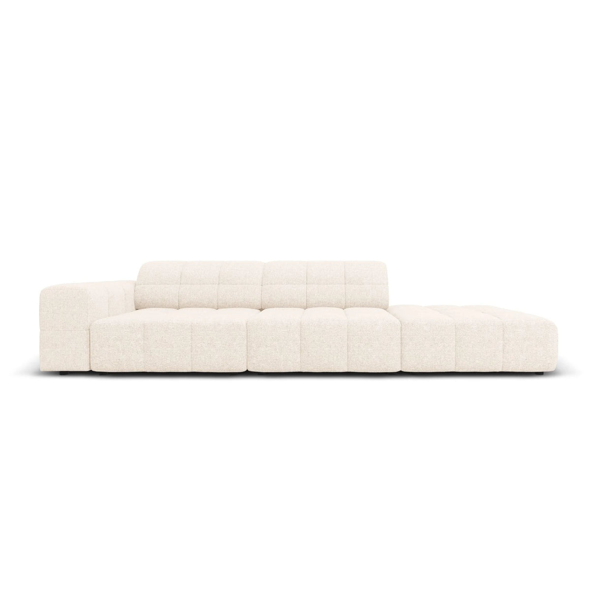 Jennifer 3-Sitzer Ecksofa, Rechte Seite offen, mit Bezug aus Samt oder Chenille, 262x102 cm – Bild 1