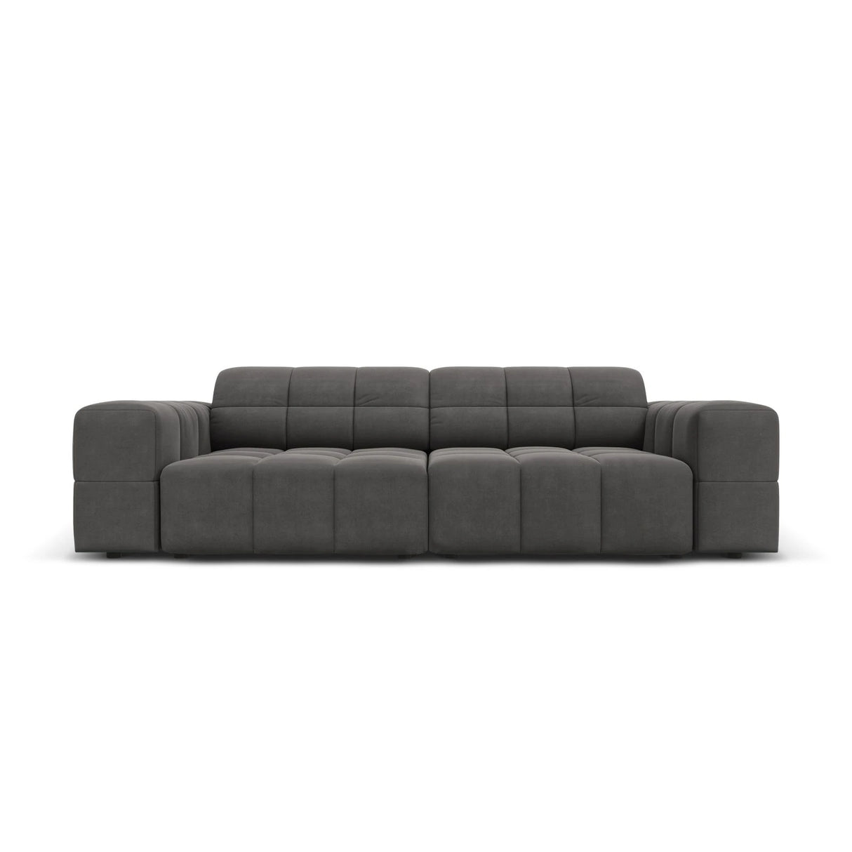 Jennifer 3-Sitzer Sofa mit Bezug aus Samt (Bluvel 14) in Grau, 204x102 cm – Bild 1