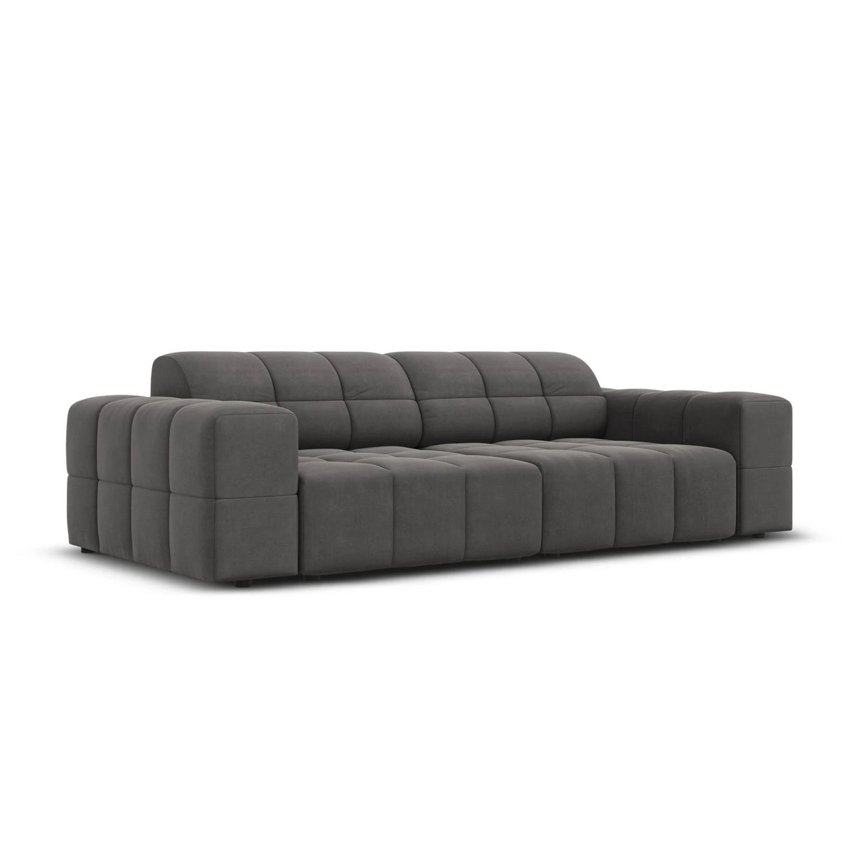Jennifer 3-Sitzer Sofa mit Bezug aus Samt (Bluvel 14) in Grau, 204x102 cm – Bild 3