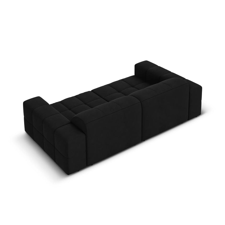 Jennifer 3-Sitzer Sofa mit Bezug aus Samt (Bluvel 19) in Schwarz, 204x102 cm – Bild 5
