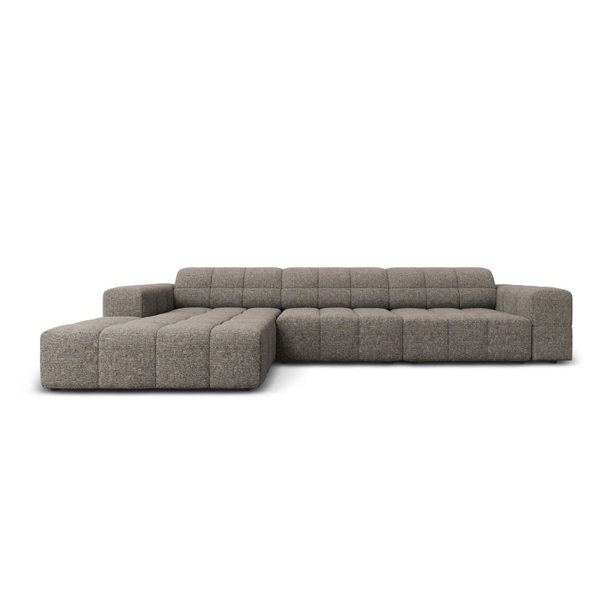 Jennifer 4-Sitzer Ecksofa, Linke Seite, mit Bezug aus Chenille (Haga 16) in Grau, 284x166 cm – Bild 1