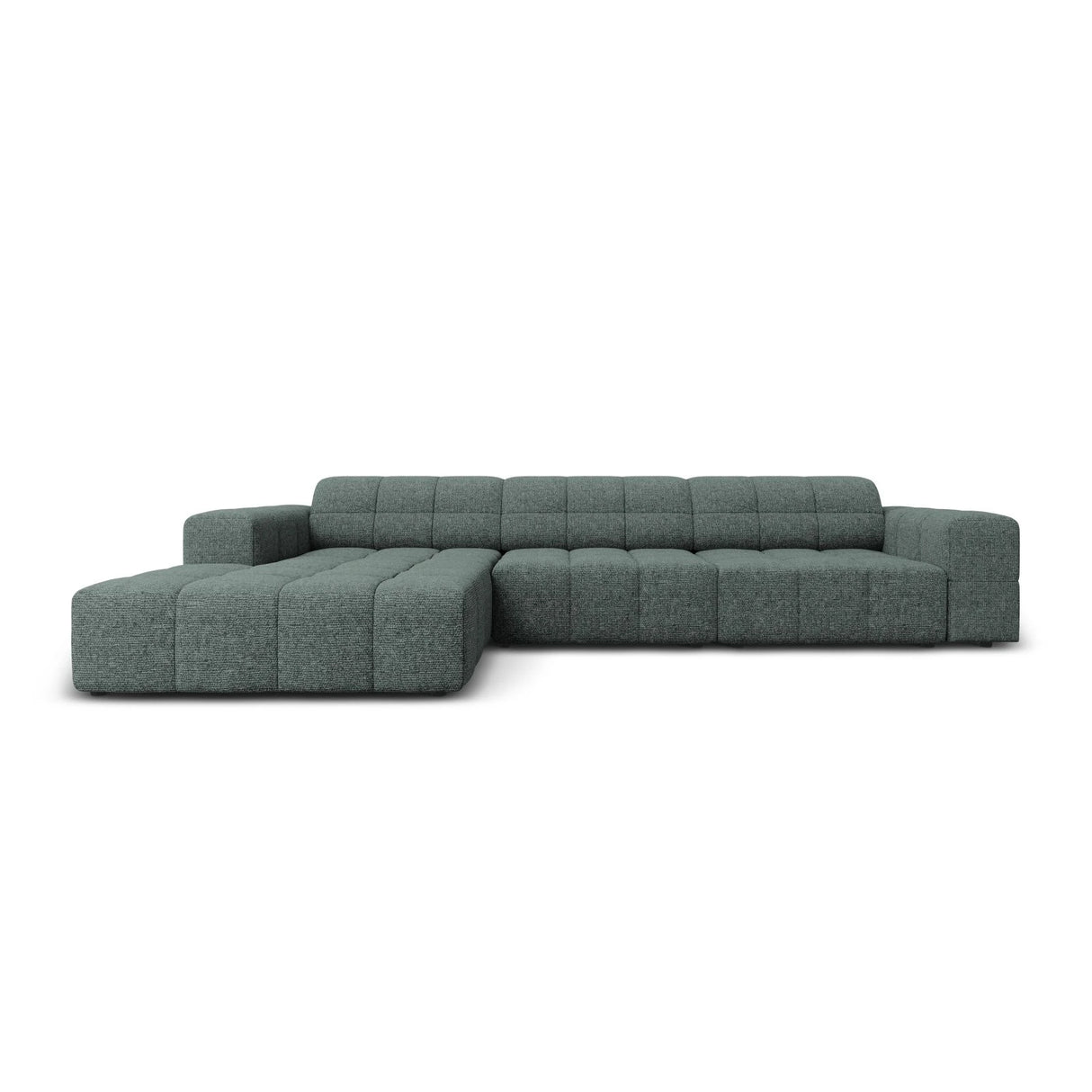 Jennifer 4-Sitzer Ecksofa, Linke Seite, mit Bezug aus Chenille (Haga 78) in Petrol, 284x166 cm – Bild 1