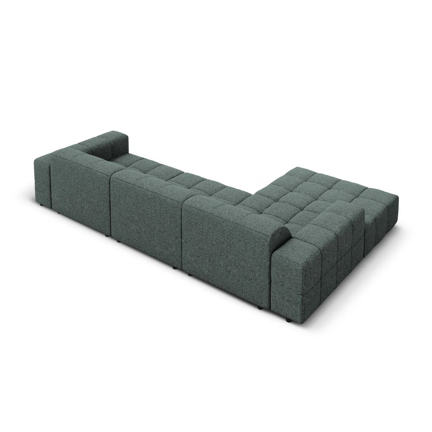 Jennifer 4-Sitzer Ecksofa, Linke Seite, mit Bezug aus Chenille (Haga 78) in Petrol, 284x166 cm – Bild 5