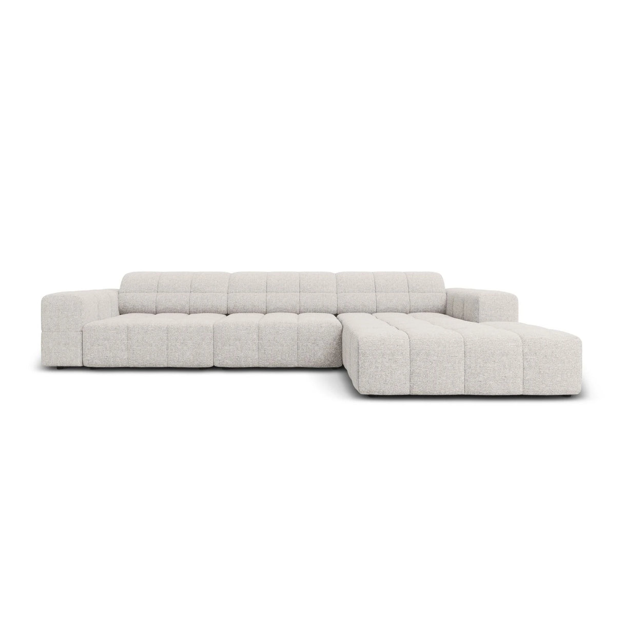 Jennifer 4-Sitzer Ecksofa, Rechte Seite, mit Bezug aus Chenille (Haga 06) in Hellgrau, 284x166 cm – Bild 1