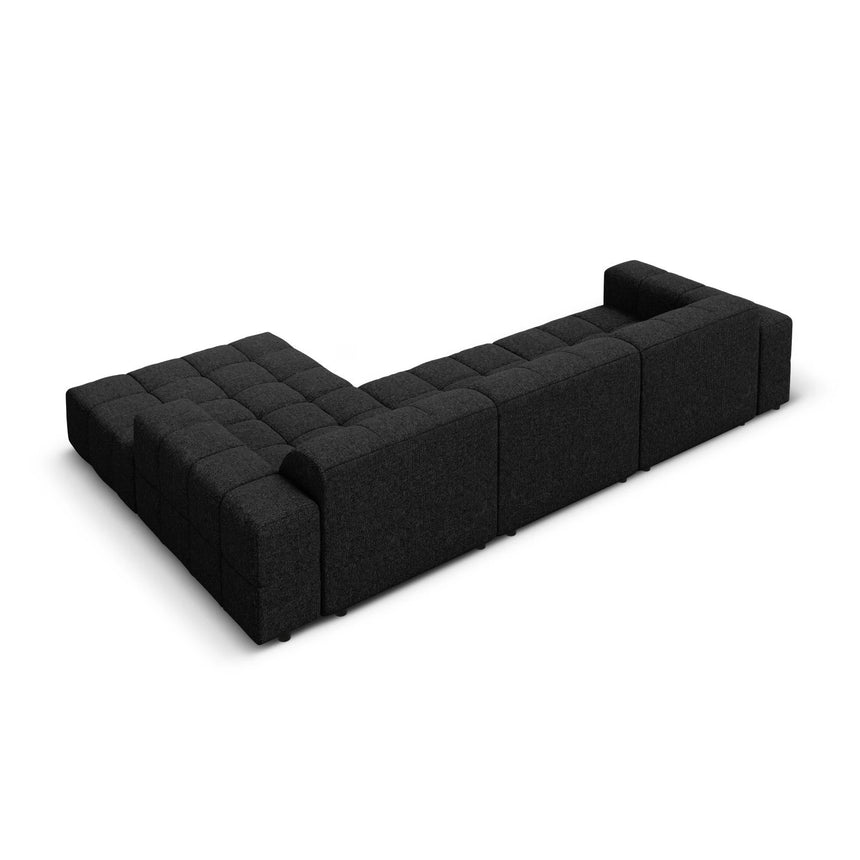 Jennifer 4-Sitzer Ecksofa, Rechte Seite, mit Bezug aus Chenille (Haga 19) in Schwarz, 284x166 cm – Bild 5
