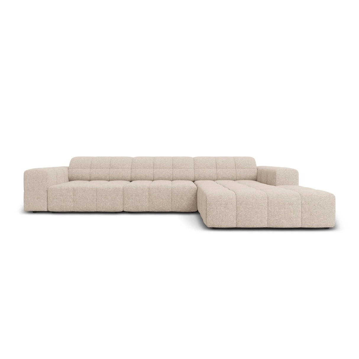 Jennifer 4-Sitzer Ecksofa, Rechte Seite, mit Bezug aus Chenille (Haga 30) in Beige, 284x166 cm – Bild 1
