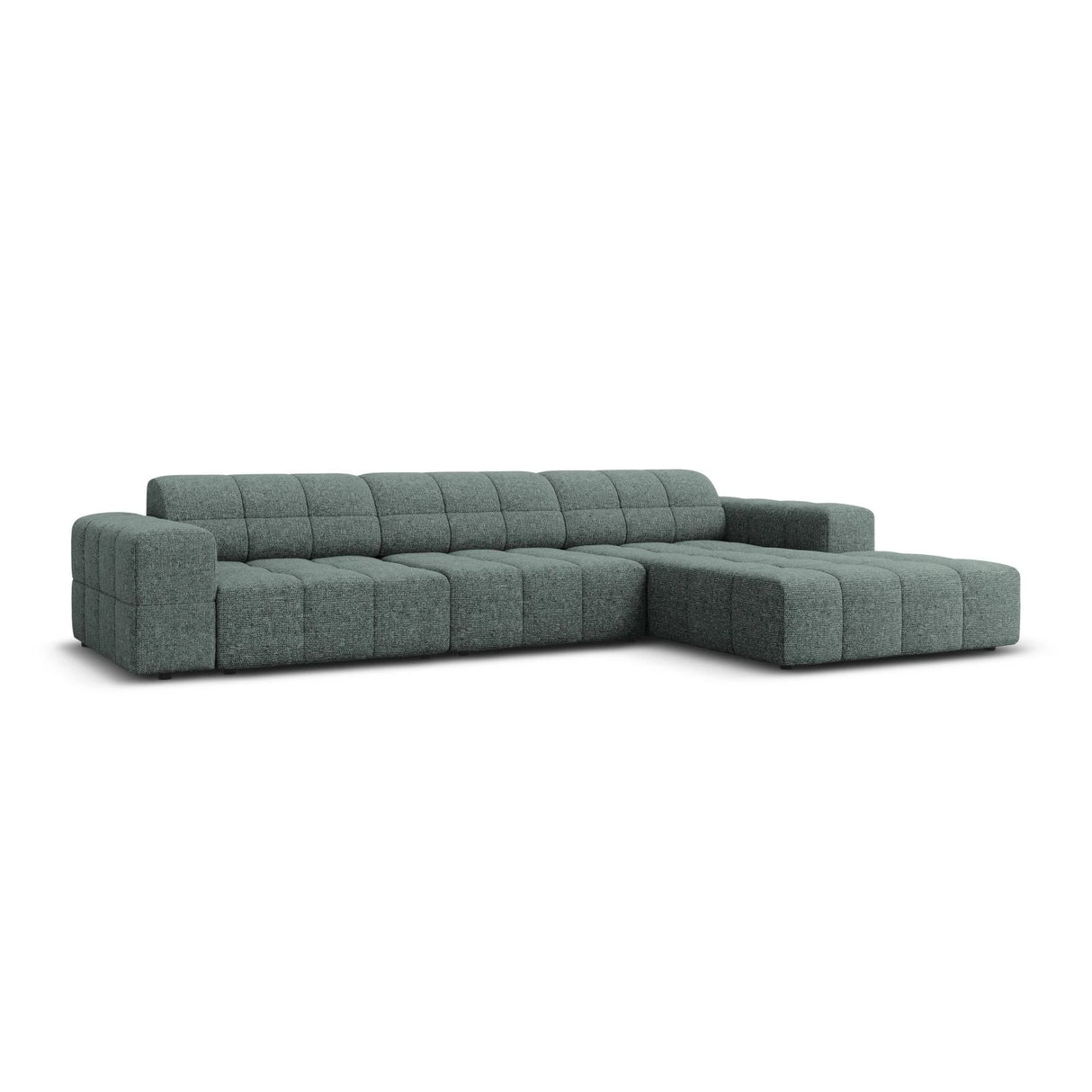 Jennifer 4-Sitzer Ecksofa, Rechte Seite, mit Bezug aus Chenille (Haga 78) in Petrol, 284x166 cm – Bild 3