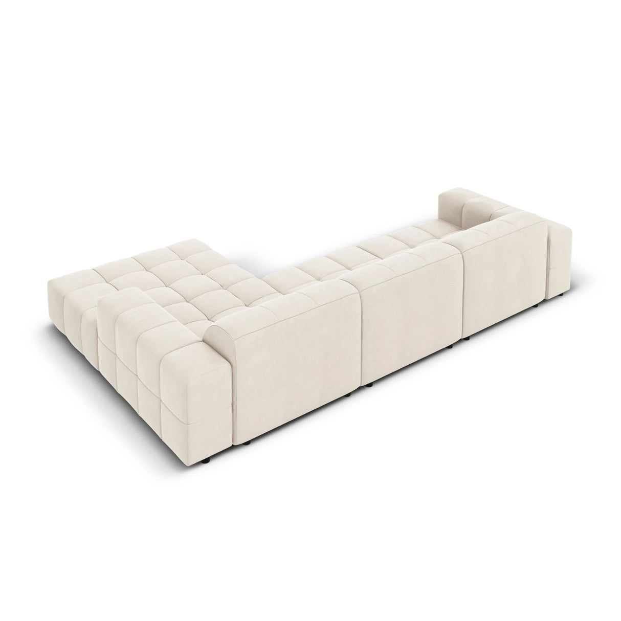 Jennifer 4-Sitzer Ecksofa, Rechte Seite, mit Bezug aus Samt (Bluvel 22) in Leichtes Beige, 284x166 cm – Bild 5