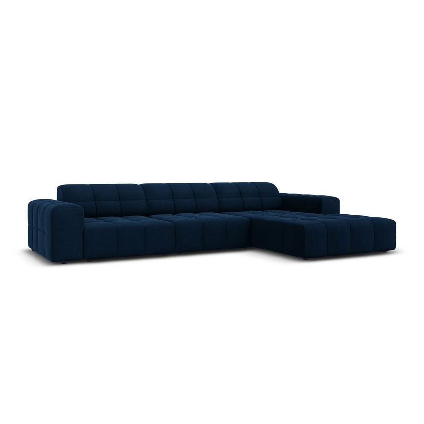 Jennifer 4-Sitzer Ecksofa, Rechte Seite, mit Bezug aus Samt (Bluvel 86) in Königsblau, 284x166 cm – Bild 3