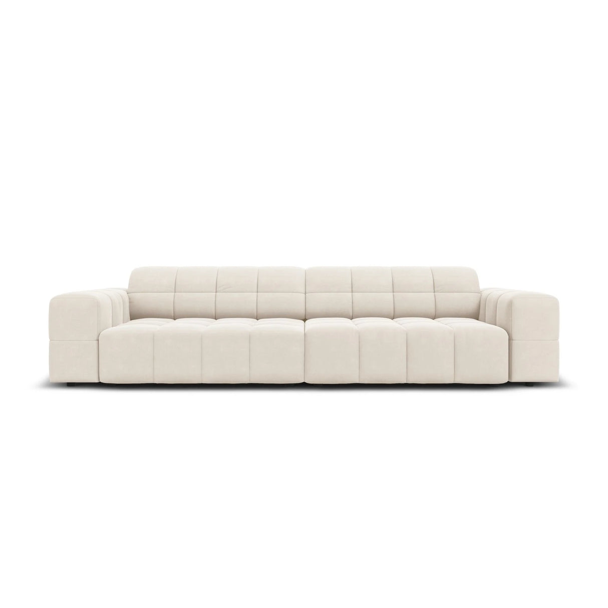Jennifer 4-Sitzer Sofa mit Bezug aus Samt (Bluvel 22) in Leichtes Beige, 244x102 cm – Bild 1