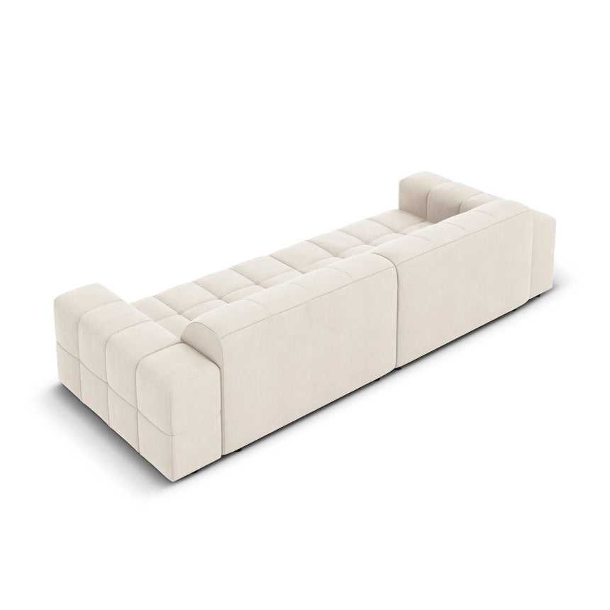 Jennifer 4-Sitzer Sofa mit Bezug aus Samt (Bluvel 22) in Leichtes Beige, 244x102 cm – Bild 5