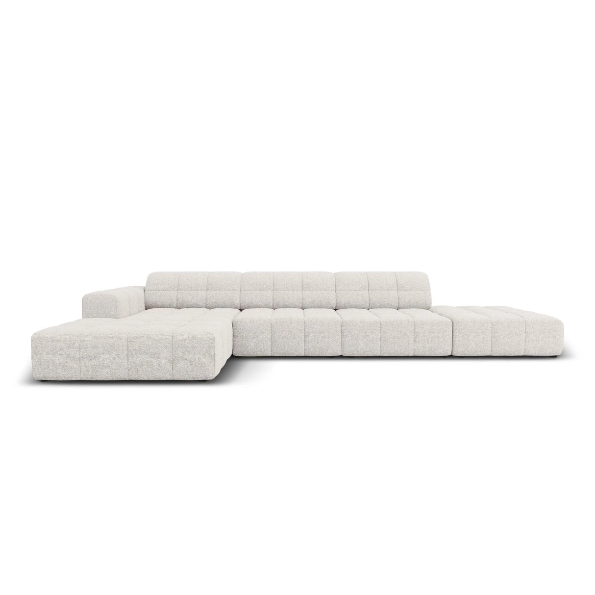 Jennifer 5-Sitzer Ecksofa, Linke Seite, mit Bezug aus Chenille (Haga 06) in Hellgrau, 341x166 cm – Bild 1