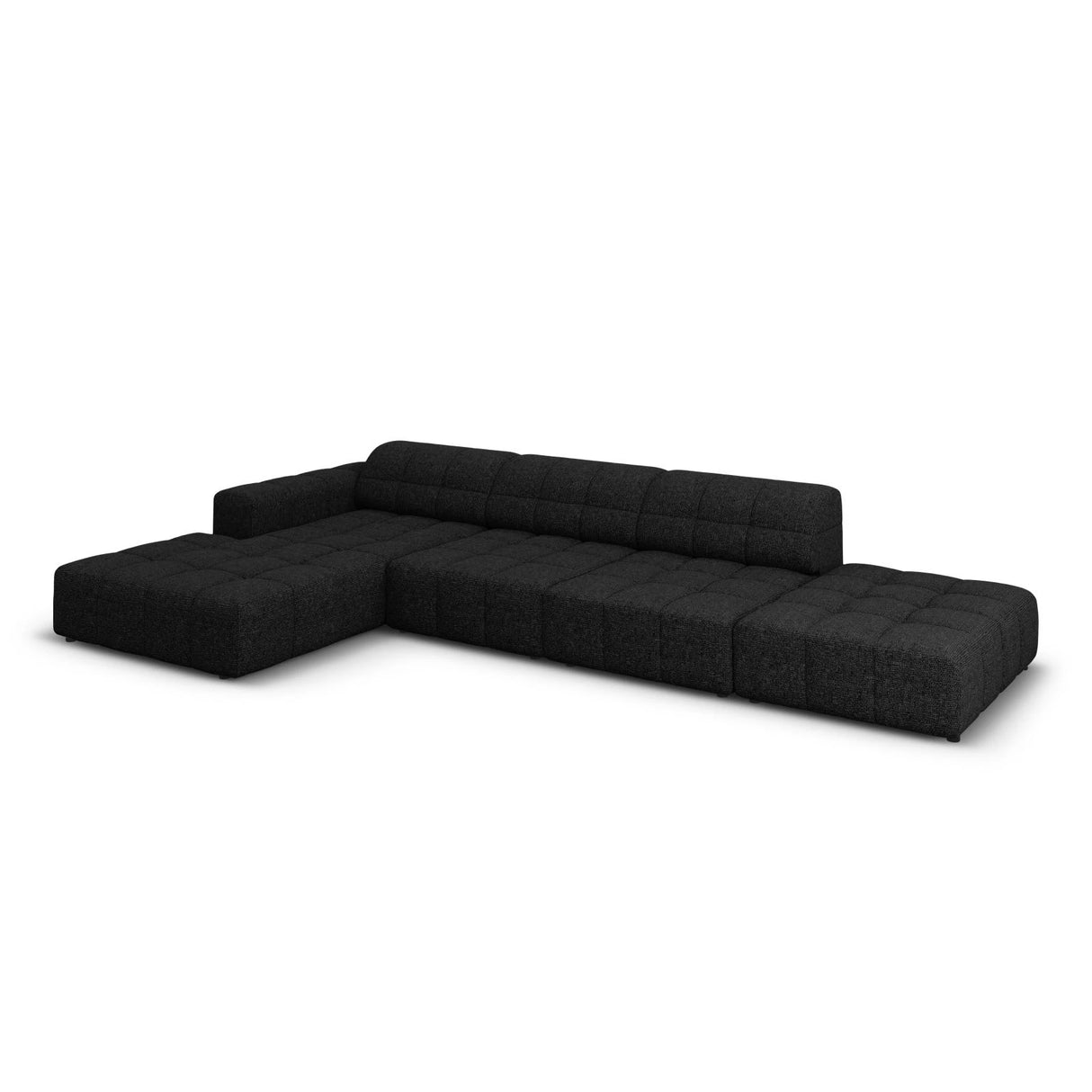 Jennifer 5-Sitzer Ecksofa, Linke Seite, mit Bezug aus Chenille (Haga 19) in Schwarz, 341x166 cm – Bild 4