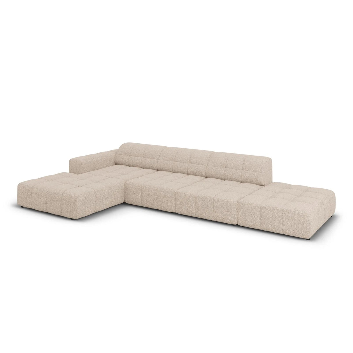 Jennifer 5-Sitzer Ecksofa, Linke Seite, mit Bezug aus Chenille (Haga 30) in Beige, 341x166 cm – Bild 4