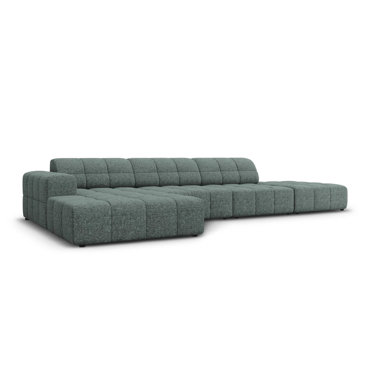 Jennifer 5-Sitzer Ecksofa, Linke Seite, mit Bezug aus Chenille (Haga 78) in Petrol, 341x166 cm – Bild 3