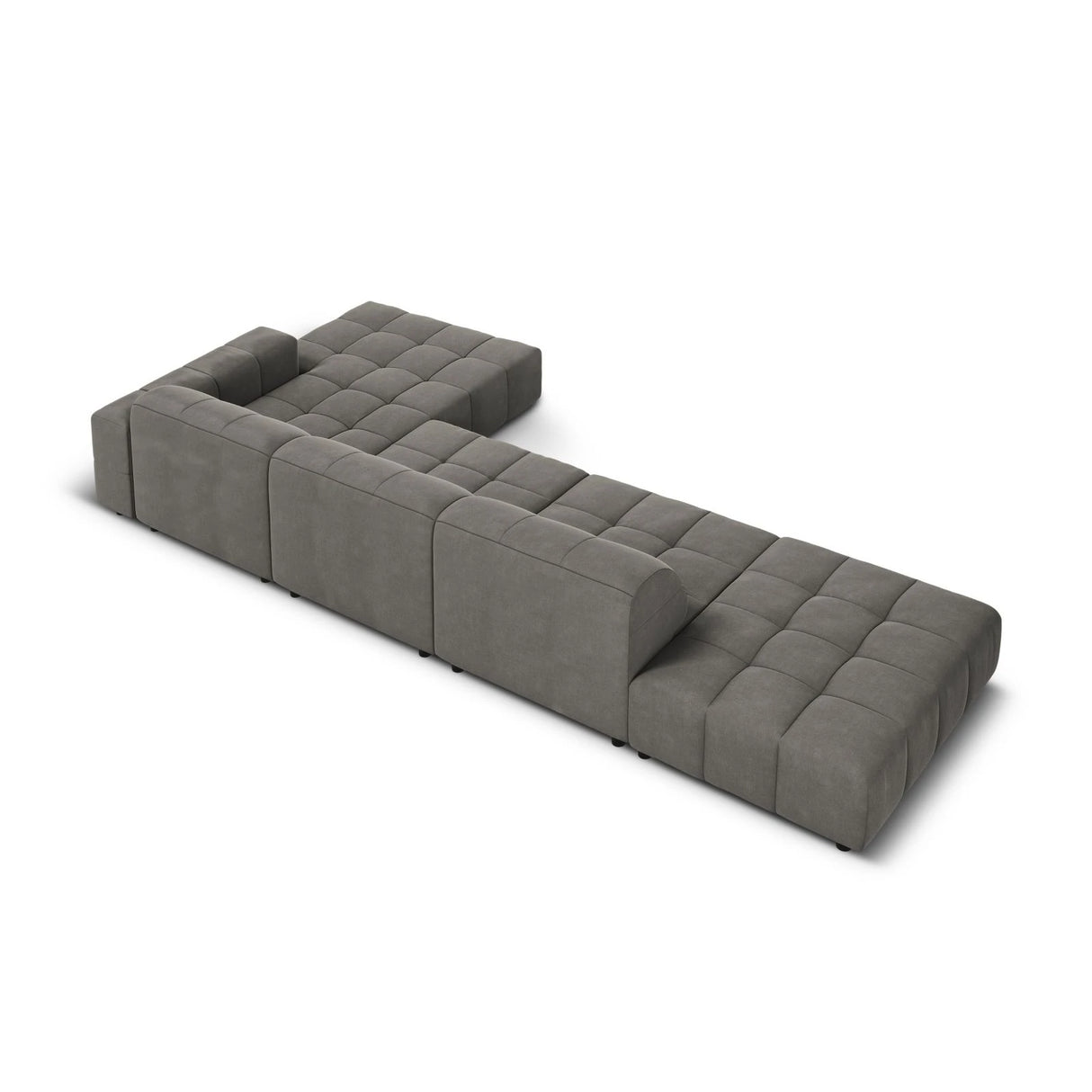Jennifer 5-Sitzer Ecksofa, Rechte Seite, mit Bezug aus Samt (Bluvel 13) in Hellgrau, 341x166 cm – Bild 5